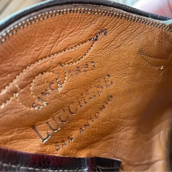 Vintage Lucchese Cherry Ostrich Quill Cowboy Western Men's Boots 8.5D - Picture 9 of 11